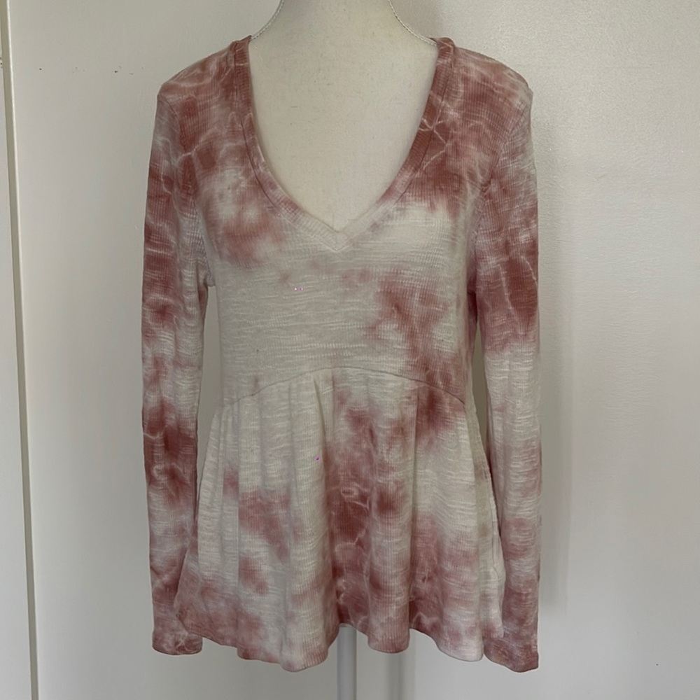 T LA v neck baby doll long sleeve tee top